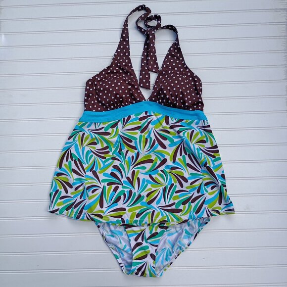 MOTHERHOOD Maternity Tankini Womens M Two Piece Bikini Swimsuit Bathing Suit - Picture 1 of 12
